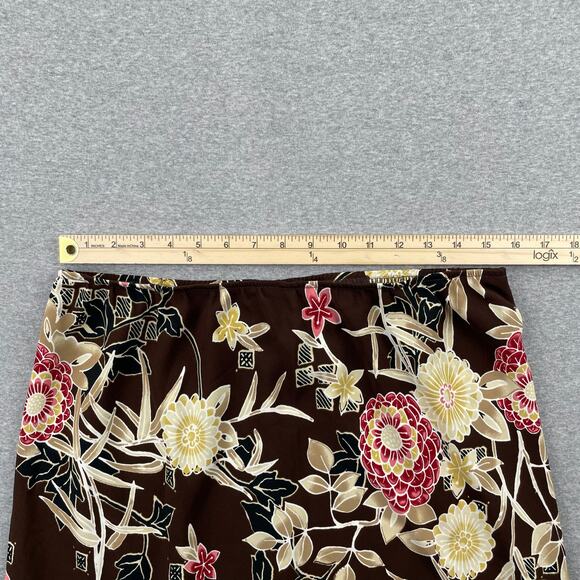 Vintage Kathie Lee Floral Maxi Skirt 14 Brown Pink Fairycore Hippie Grunge 90s - Picture 4 of 13